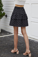 Polka Dot A-line Ruffle Skirt
