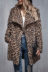 Leopard Trench Faux Fur coat
