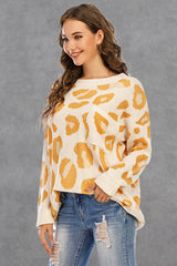 Round Collar Leopard Knitted Sweater