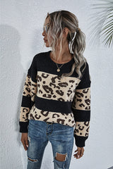 Crew Neck Leopard Print Sweater