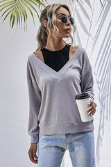 Faux Two-piece Stitching Solid Color Knitted Sweater