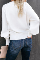 Mid-high Neck Cable Knit Pullover Sweater