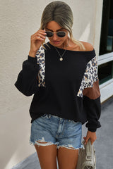 Patchwork Leopard Print Contrast T-shirt