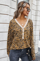 V-neck Leopard Top