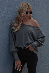 One-shoulder Loose Solid Color Sweater