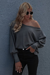 One-shoulder Loose Solid Color Sweater