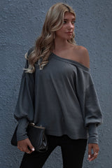 One-shoulder Loose Solid Color Sweater