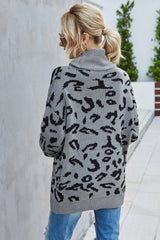 Loose Leopard Print Turn-Down Collar Sweater