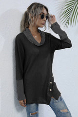 Mid-length Pile Collar Long-sleeved Solid-color Top
