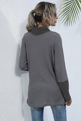 Mid-length Pile Collar Long-sleeved Solid-color Top