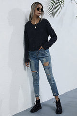 Long-sleeved Round Neck Knit Sweater