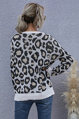 Leopard Print V-neck Long Sleeve Loose Top
