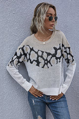 Printed Stitching Knitted Loose Top
