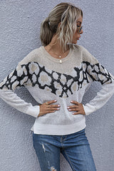 Printed Stitching Knitted Loose Top