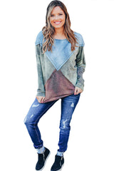 Tie-dye Contrast Stitching Pullover Sweater