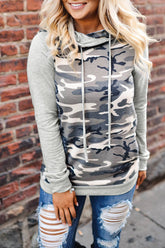 Camouflage Piled-collar Hooded Sweater