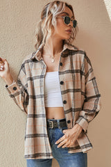Single Breasted Plaid Thickened Long Sleeve Coat