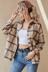 Single Breasted Plaid Thickened Long Sleeve Coat