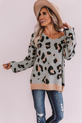 Leopard Print One-shoulder Loose Sweater