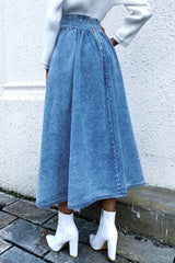 Tucked Waist Swinging Denim Skirt