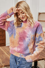Long-sleeved High-neck Tie-dye Sweater