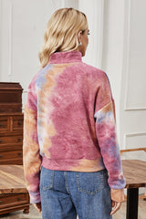 Long-sleeved High-neck Tie-dye Sweater