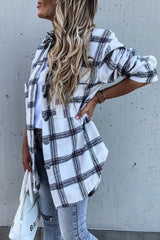 Pocket Plaid Long Sleeve Lapel Shirt