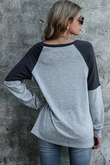 Contrast Patchwork Long Sleeve Top