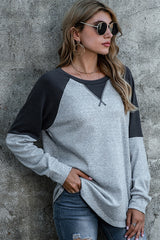 Contrast Patchwork Long Sleeve Top