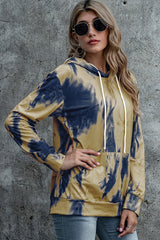 Tie-dyed Hooded Drawstring Pocket Sweater