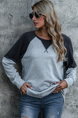 Contrast Patchwork Long Sleeve Top