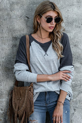 Contrast Patchwork Long Sleeve Top