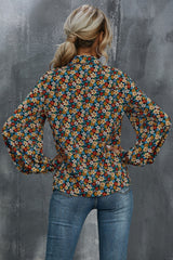 Flower Print Loose Long Sleeve Shirt
