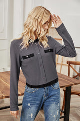 Round Neck Button Solid Color Top