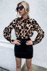 Leopard Print Button Lapel Loose Shirt