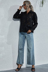 Perspective Lace Embroidery Flower Shirt