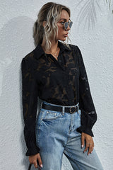Perspective Lace Embroidery Flower Shirt