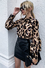 Leopard Print Button Lapel Loose Shirt