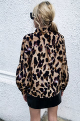 Leopard Print Button Lapel Loose Shirt