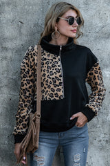 Loose Stitching Leopard Print Hoodies