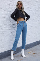 Denim Straight-leg Trousers