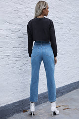 Denim Straight-leg Trousers