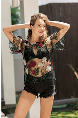 Mesh Ultra-thin Embroidered Top