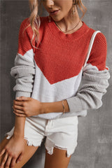 Patchwork Round Neck Pullover