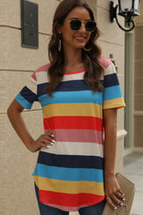 Iridescent Striped Short Sleeve T-Shirt