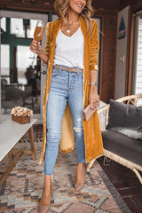 Cheering My Way Velvet Cardigan Coat