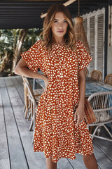 Ruffled Iiregular Polka Dot Dress