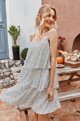 Ruffled Dot Sleeveless Dress