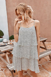 Ruffled Dot Sleeveless Dress