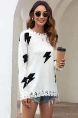 Flash Tassels Sweater - White